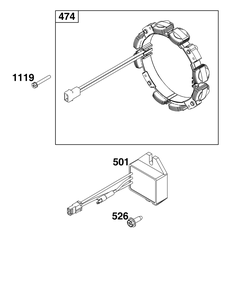 Alternator Group Diagram and Parts List for 386447-0435-B5 200000 - 399999 Briggs and Stratton Engine